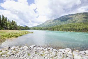 shoreline construction using river rock